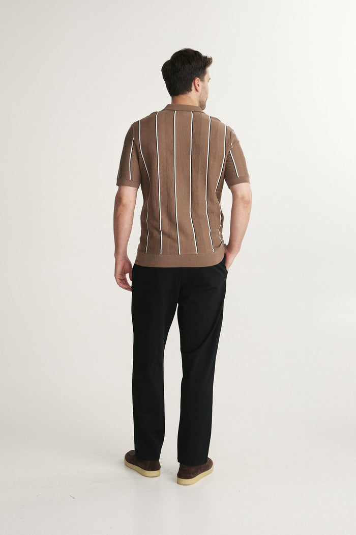 Vertical stripes short sleeve polo