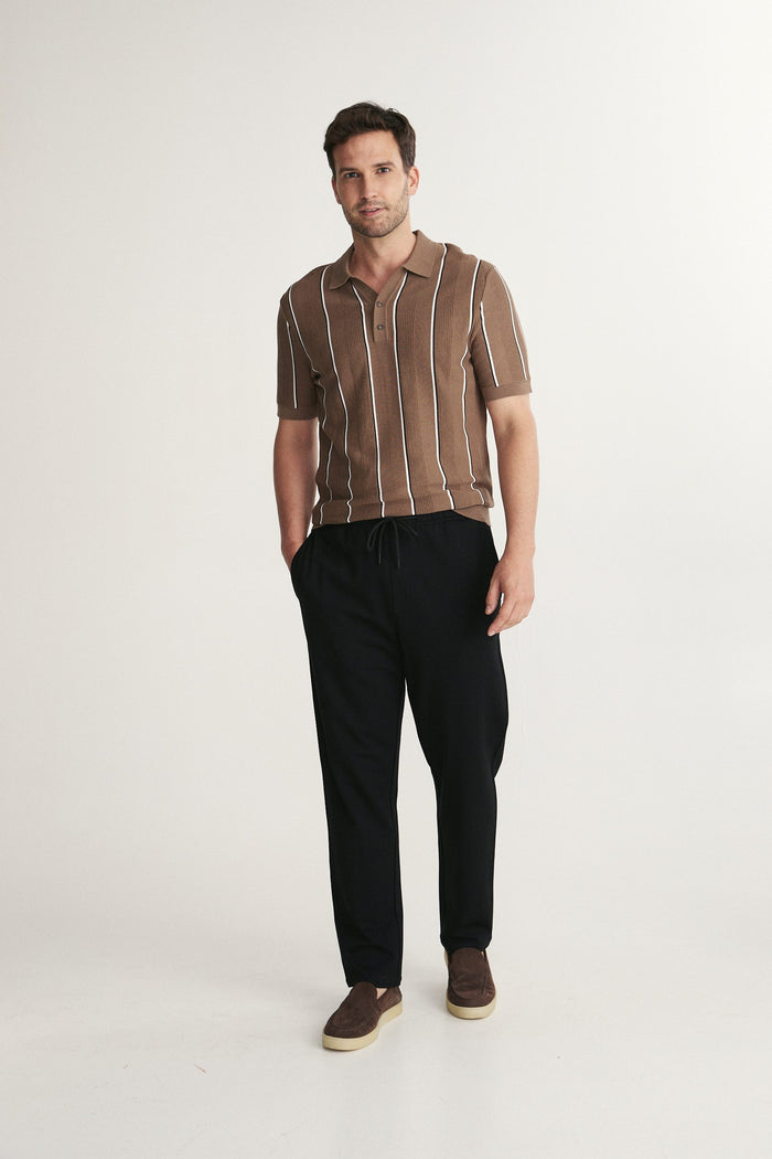 Vertical stripes short sleeve polo