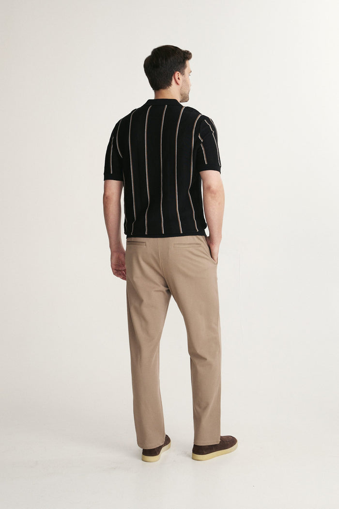 Vertical stripes short sleeve polo
