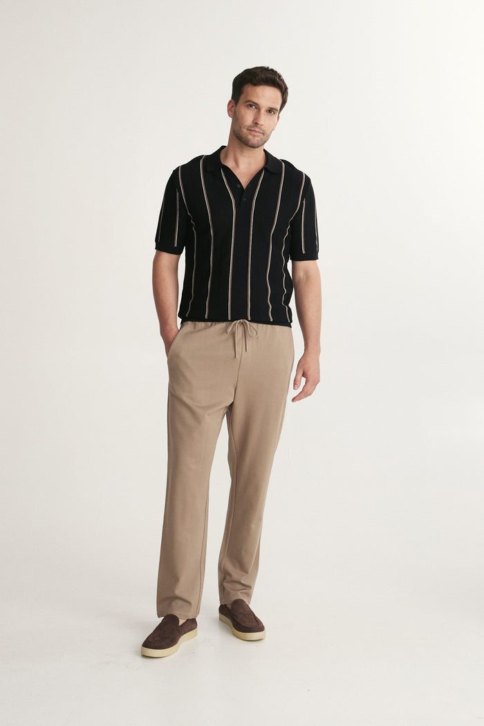 Vertical stripes short sleeve polo