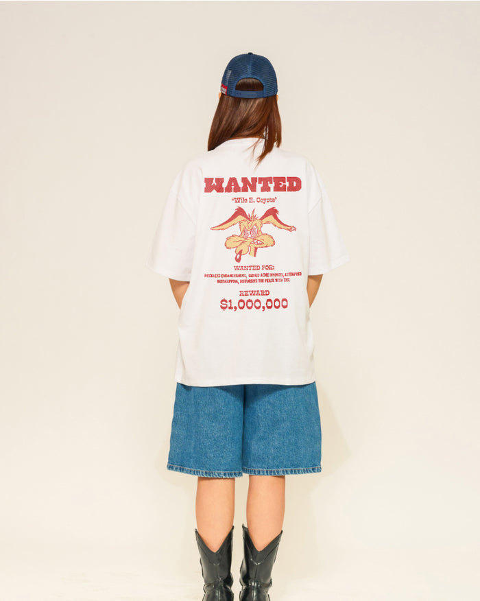Wanted: Wile E Coyote Oversized Tee Threadheads Australia #colour_white