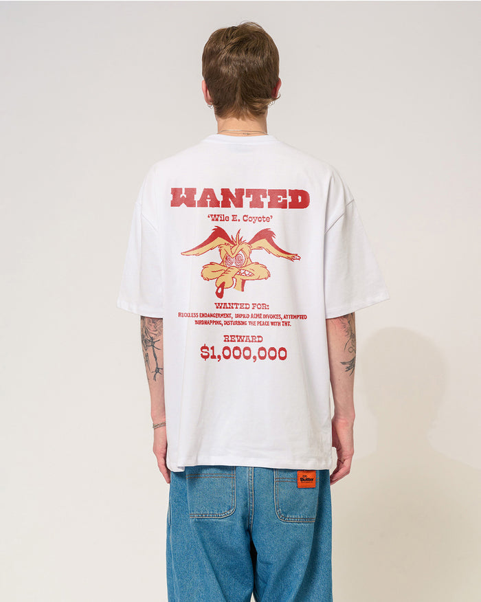 Wanted: Wile E Coyote Oversized Tee Threadheads Australia #colour_white