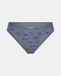 Blue underwear with a pattern on a light gray background