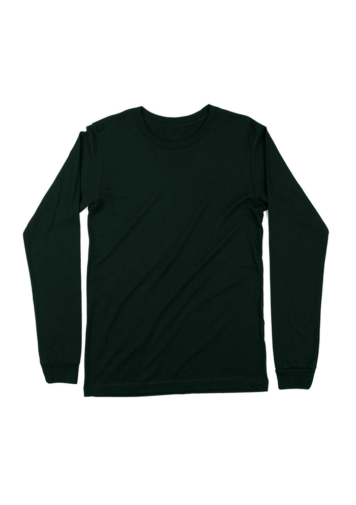womens forest green boyfriend cut t-shirt long sleeve crew neck airlume cotton flat front image