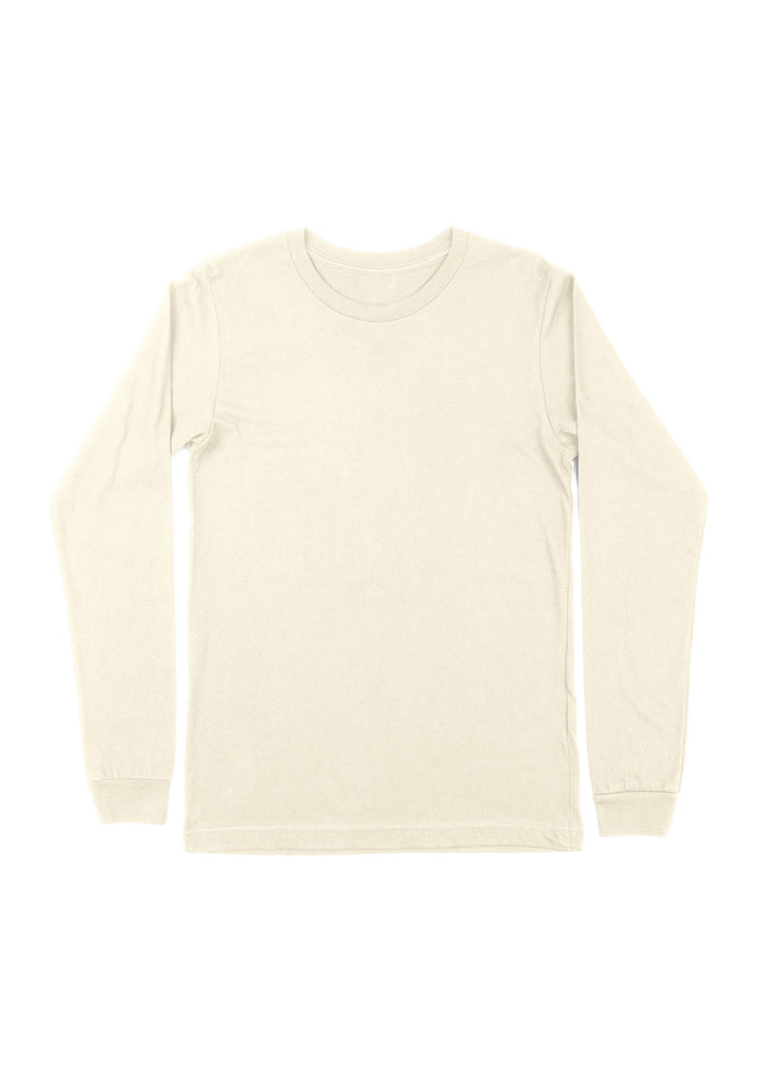 women cream boyfriend  t-shirt long sleeve airlume cotton flat front view