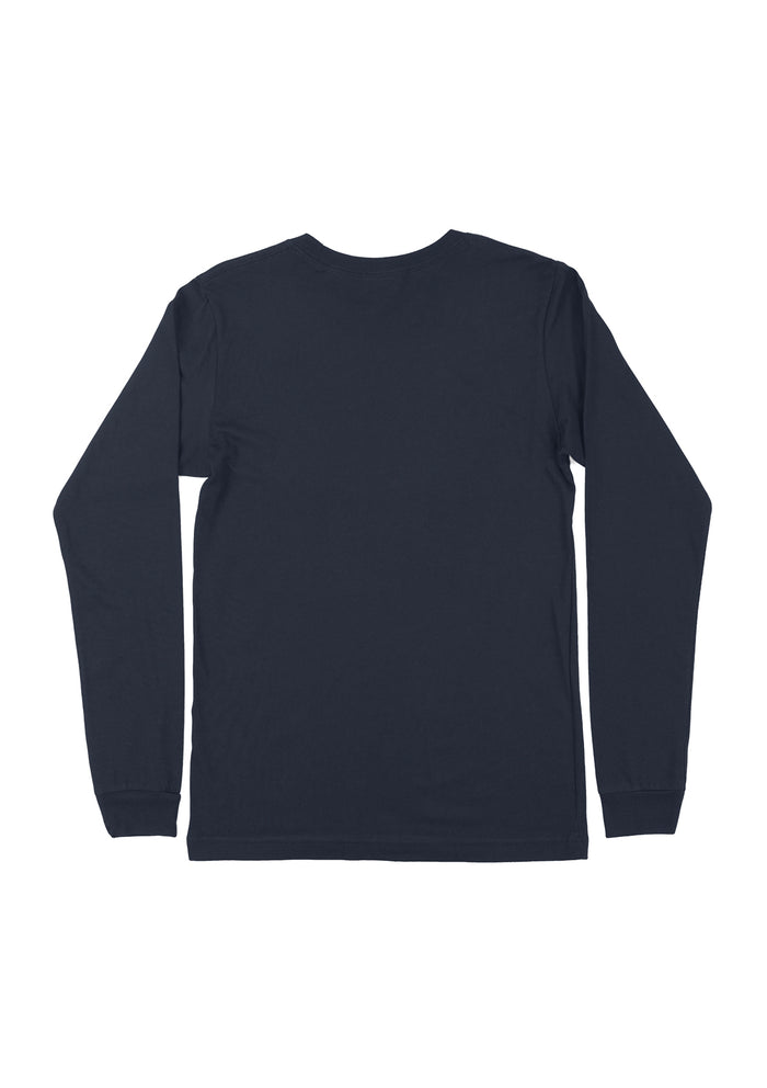 womens navy boyfriend cut t-shirt long sleeve crew neck back flat image
