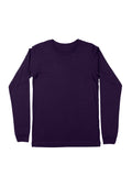 womens purple boyfriend cut t-shirt long sleeve crew neck airlume cotton front flat image