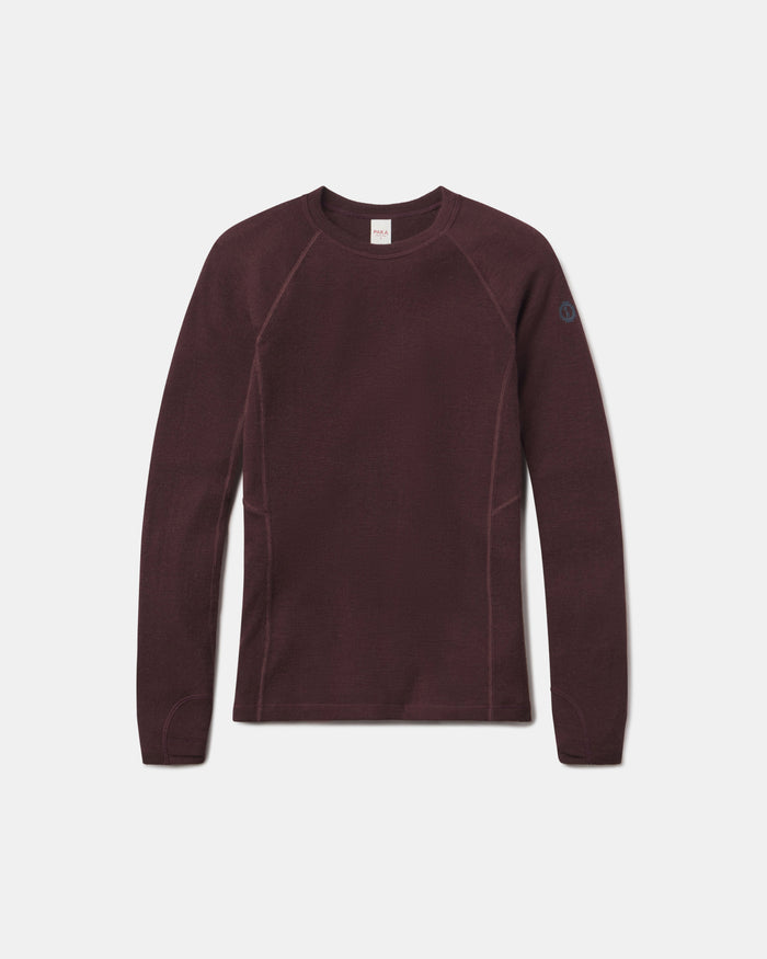 Uva / Dark Purple Women's Thermal Alpaca Wool Baselayer Crewneck Shirt – PAKA Apparel