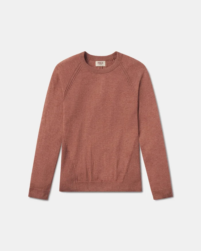 Women's Ultralight Crew Cinnamon sweater on a light gray background
