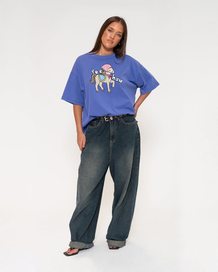 Yeehaw Purple Boxy Crop Tee