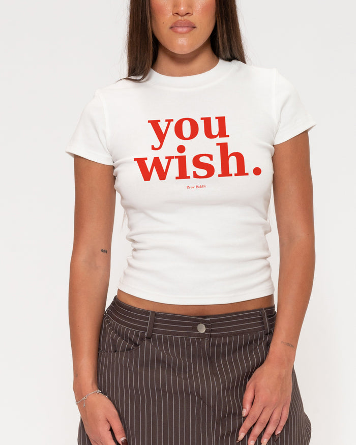 You Wish White Longline Baby Tee