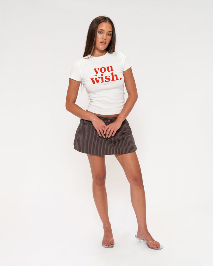 You Wish White Longline Baby Tee