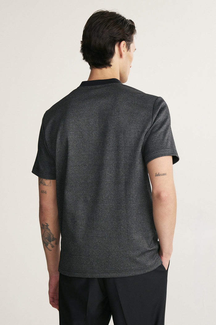 Zip crew neck collar short sleeves t-shirt