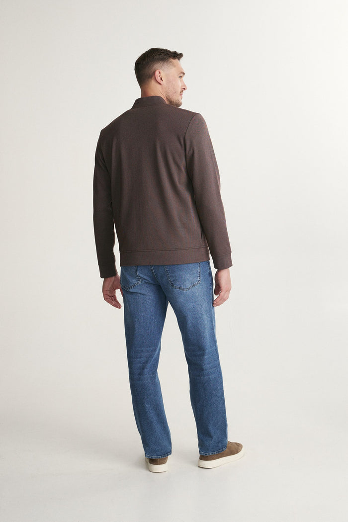 Zip-up sweatshirt with baseball collar